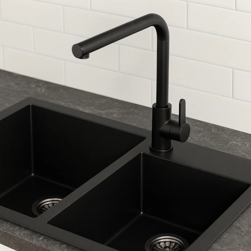 Rubinetto cucina nero miscelatore orientabile monocomando canna alta