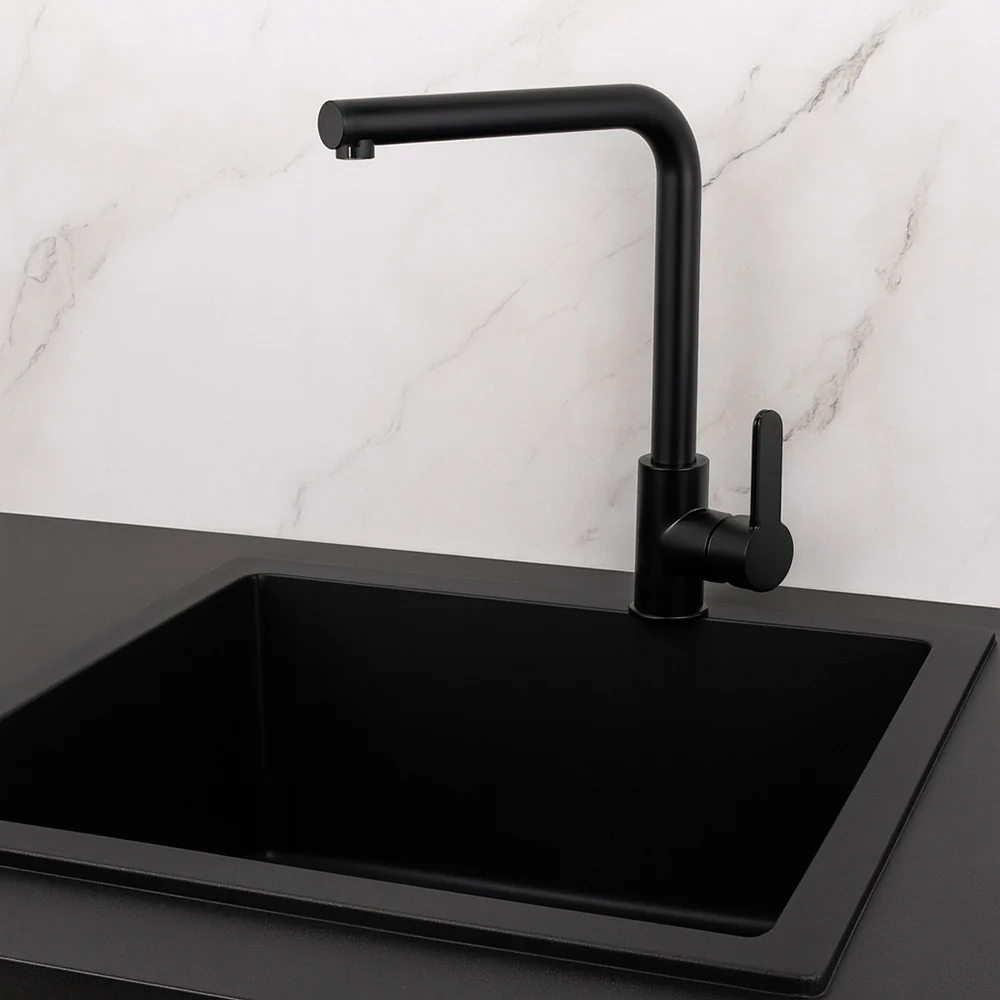 Rubinetto cucina nero miscelatore orientabile monocomando canna alta