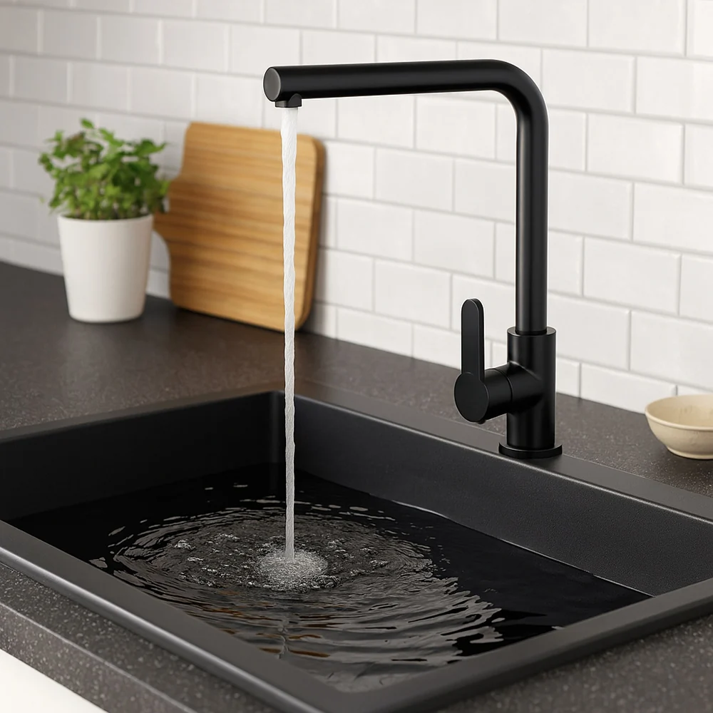 Rubinetto cucina nero miscelatore orientabile monocomando canna alta
