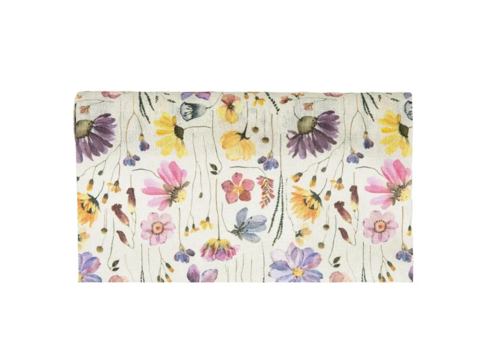Runner con fiori viola misura cm28x3mt