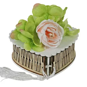 Scatola cuore legno 7x9x3,8cm c/fiori lav233