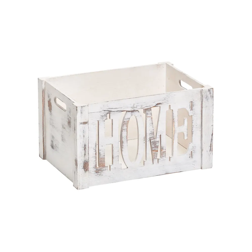 Scatola Home Organizer Legno Bianco 35x25x20cm