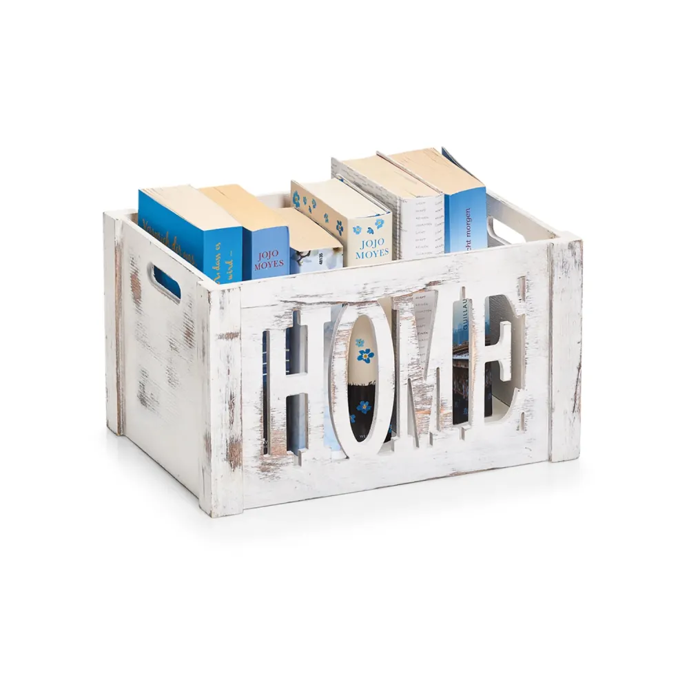 Scatola Home Organizer Legno Bianco 35x25x20cm