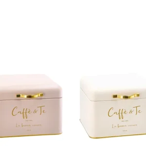 Scatola latta porta caffe'/ 20x20x14cm, 2 colori assortiti