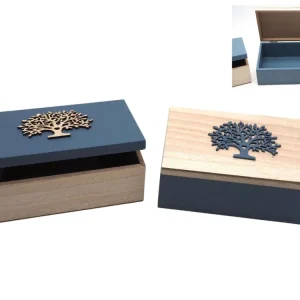 Scatola legno rettangolare h.7x19x12cm 2 assortimenti
