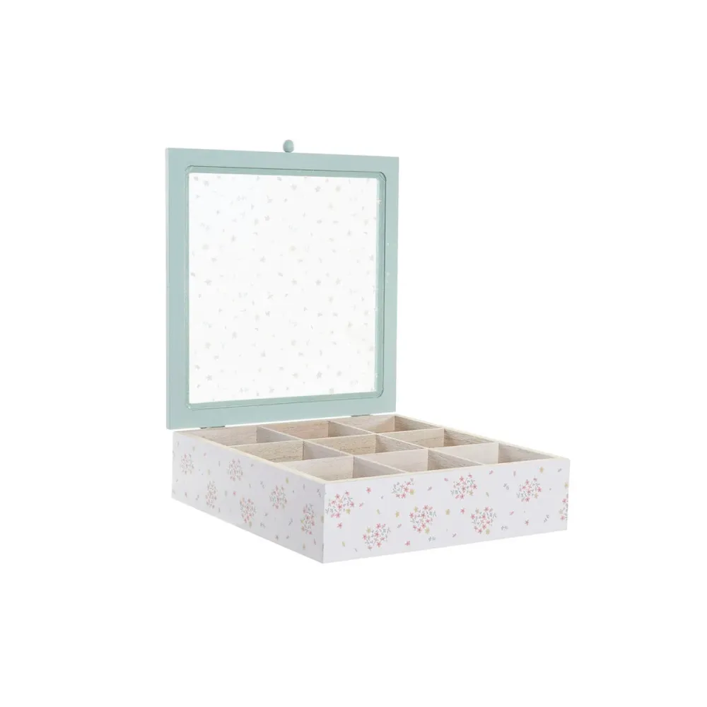 Scatola per Infusioni DKD Home Decor Cristallo Metallo MDF (24 x 24 x 7 cm) (3 Unità)