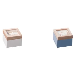 Scatola porta bustine , mdf, vetro, sabbia e conchiglie, stile marinaro con tappo scenario 3d - Star