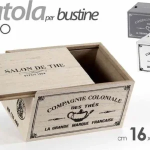 Scatola Porta Oggetti Bustine Tè Cialde Caffè 16x11x9 Cm Legno Decori 738661