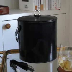Secchiello per il ghiaccio pelle nera con coperchio