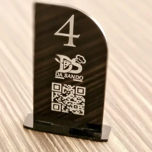 Segnatavolo Numerato Plexiglass Lucido 80mm x h120mm per Ristotante Pizzeria | Segnatavoli Personalizzabili con Logo e Cod...
