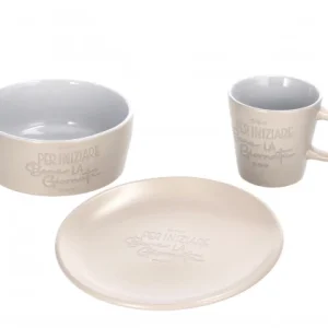 Servizio da colazione ceramica beige 3 pz | Rohome