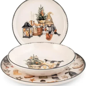 Servizio 18 pezzi tavola country winter stoneware decoratoH&H