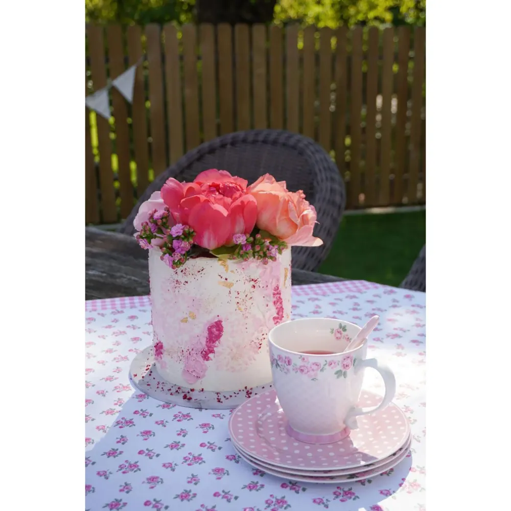 Servizio piatti da dessert Isabelle Rose pois Shabby chic porcellana 6pz 5096
