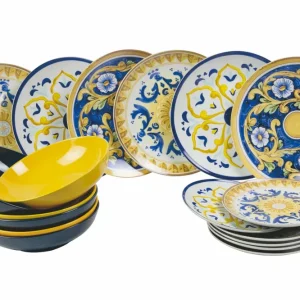 Servizio Piatti 18 Pezzi Porcellana e Gres Multicolor Villa d'Este Home Tivoli Sicilia