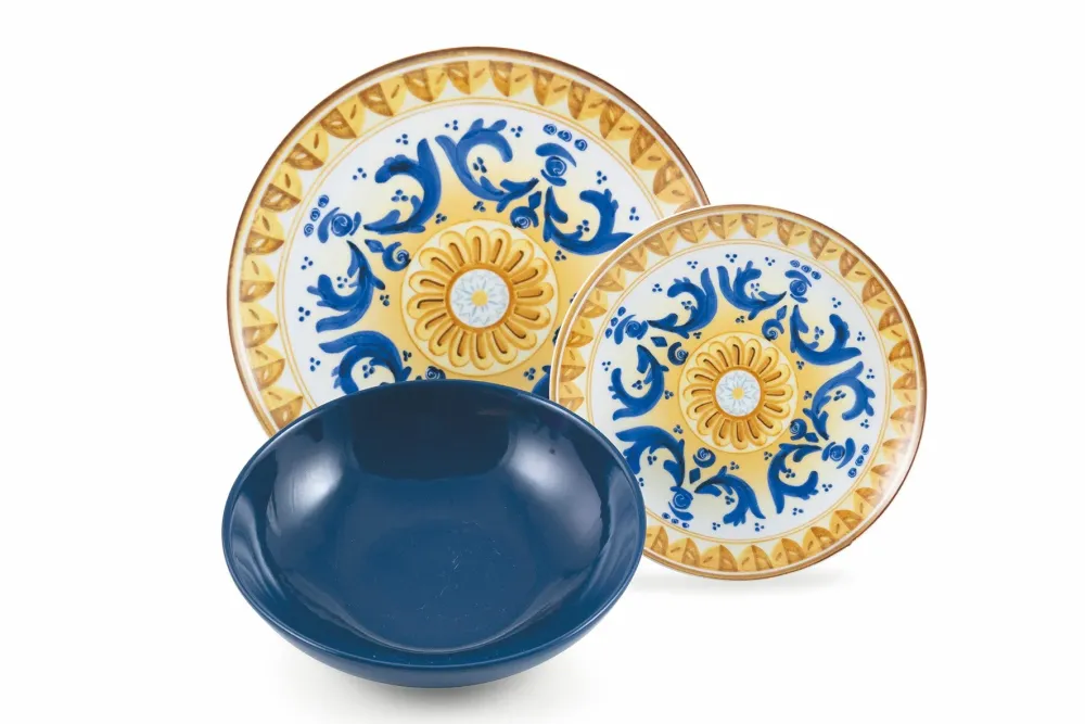 Servizio Piatti 18 Pezzi Porcellana e Gres Multicolor Villa d'Este Home Tivoli Sicilia
