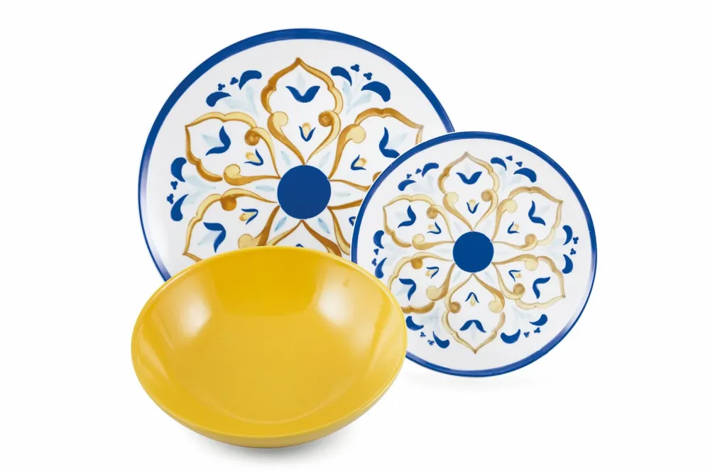 Servizio Piatti 18 Pezzi Porcellana e Gres Multicolor Villa d'Este Home Tivoli Sicilia