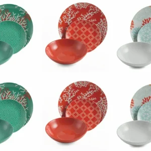 Servizio Piatti 18 Pezzi Porcellana e Gres Villa d'Este Home Tivoli Reef Multicolor