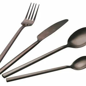 Servizio Set di Posate 24 Pezzi Acciaio Finitura Nero Lucido Villa d'Este Home Tivoli Stylo