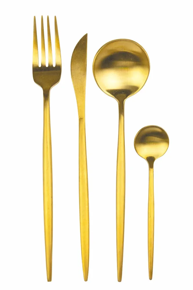 Servizio Set di Posate 24 Pezzi Acciaio Oro Opaco Villa d'Este Home Tivoli Preciosa