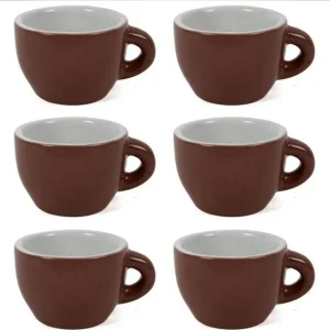 Servizio Set 6 Tazzine Da Caffe Tazzina Bassa Ceramica Marrone Da Cucina