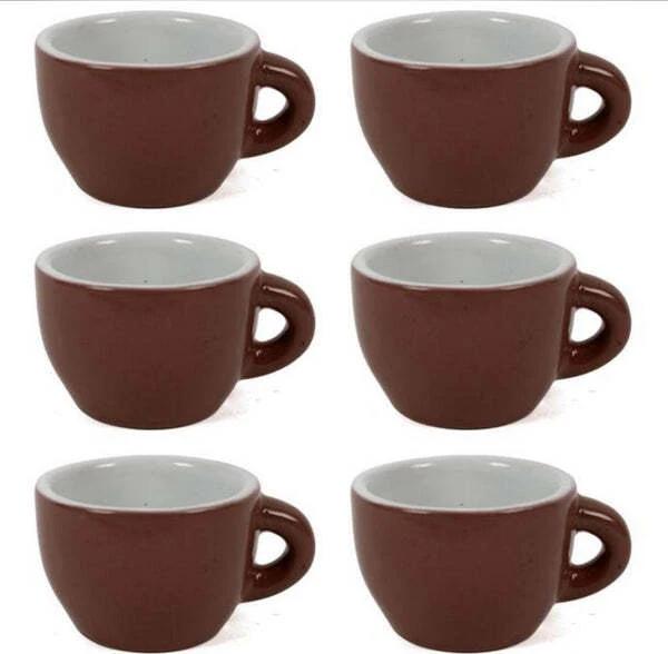 Servizio Set 6 Tazzine Da Caffe Tazzina Bassa Ceramica Marrone Da Cucina