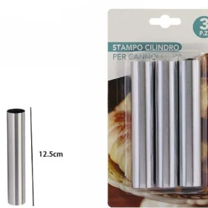 Set 3pz Stampi Stampo Cilindrico Per Cannoli 12.5cm Pasticceria Dolce Casa 74147