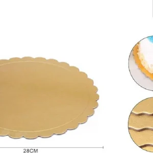 Set 2 Pz Base Per Torta Rotonda Piatto Sottotorta Dorato 28cm Con Bordino 31163