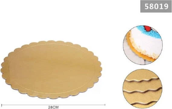 Set 2 Pz Base Per Torta Rotonda Piatto Sottotorta Dorato 28cm Con Bordino 31163
