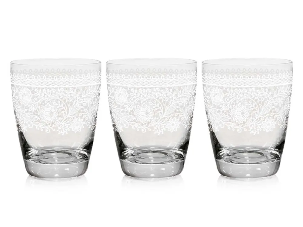Set di 3 bicchieri da acqua 300cc decorazione sarah