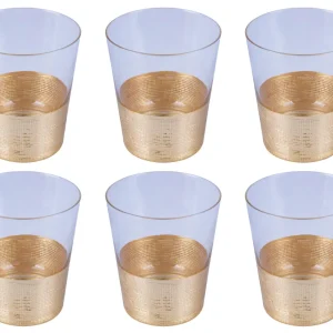 Set 6 Bicchieri Acqua Gold Party Vetro VdE Tivoli 1996 Trasparente e Oro