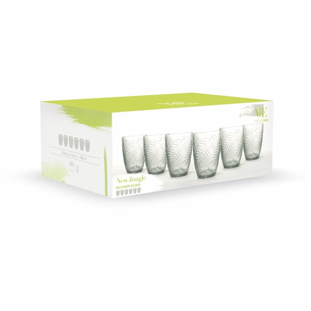 Set 6 Bicchieri Acqua New Jungle Vetro VdE Tivoli 1996 Trasparente