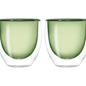 Set di 2 bicchieri da caffè doppi. verde, 80 ml