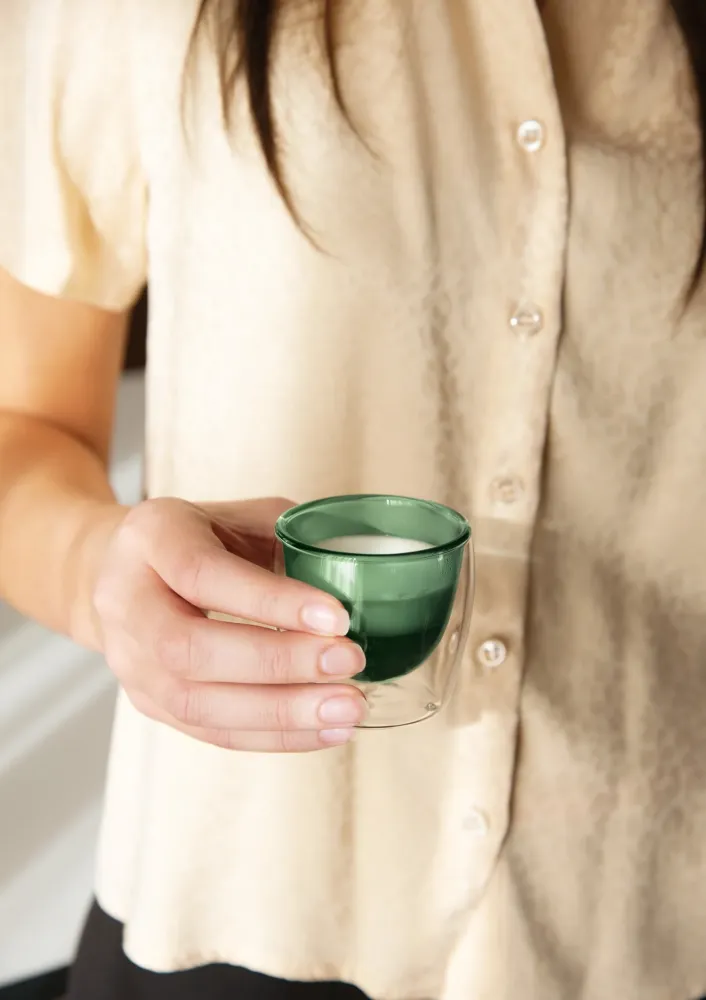Set di 2 bicchieri da caffè doppi. verde, 80 ml