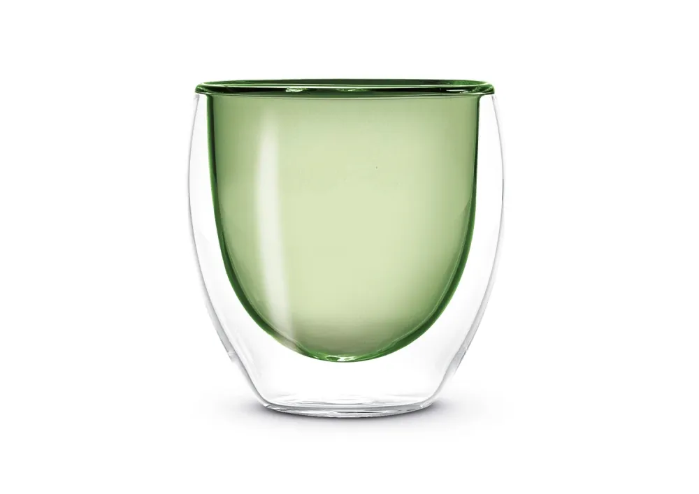 Set di 2 bicchieri da caffè doppi. verde, 80 ml