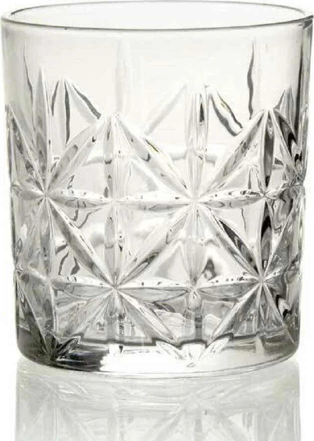 Set 6 Pz Bicchieri Decoro Old Fashion Vetro Trasparente Acqua Vino 312 Ml 791222