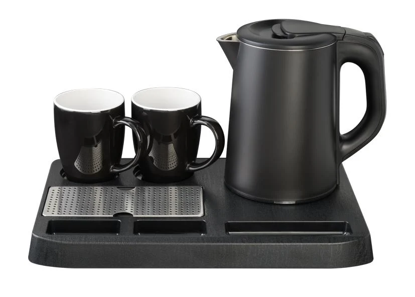 SET BOLLITORE 0.8L VASSOIO + 2 TAZZE NERO 'WK9102' 1360W EVA Cod. 029102