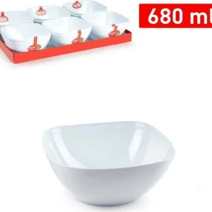 Set 12 Pz Ciotola Quadrata Opale Bianca Da 680 Ml Servizio Piatti Tavola 1221901