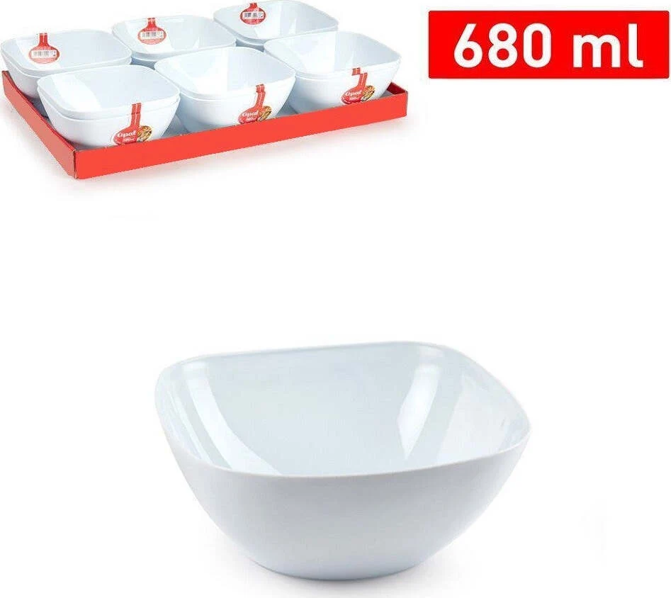 Set 12 Pz Ciotola Quadrata Opale Bianca Da 680 Ml Servizio Piatti Tavola 1221901