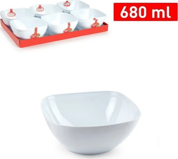 Set 12 Pz Ciotola Quadrata Opale Bianca Da 680 Ml Servizio Piatti Tavola 1221901