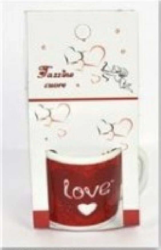 Set 4 Mini Tazzine Tazzina Caffe' Con Cuori Idea Regalo San Valentino 4,5x3x3cm