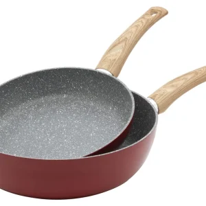 Set 2 Padelle Alte 24-28 cm Alluminio Forgiato Antiaderente Induzione Collection Ortles Rosse