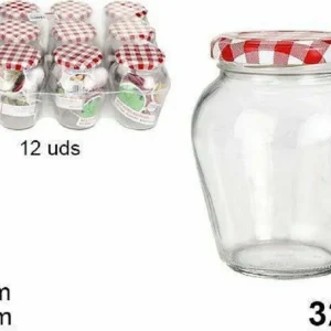 Set 12 Pezzi Contenitore Barattolo Vetro Con Coperchio Multiusi 320ml 108717