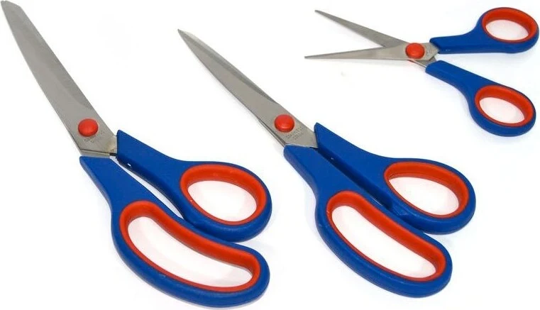 Set 3 Pezzi Forbici Da Cucina Multiuso Acciaio Con Manico Gomma Ergonomico