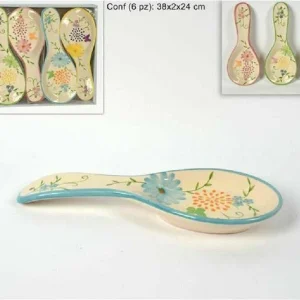 Set 6 Pezzi Poggiamestolo Poggia Mestolo Ceramica Decoro Fiori Cucina