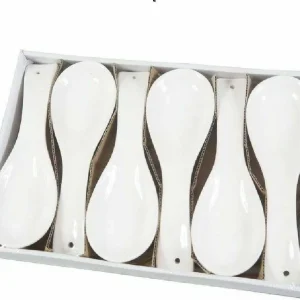 Set 6 Pezzi Poggiamestolo Poggia Mestolo Ceramica Bianca Cucina