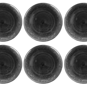 Set 6 Piatti Fondi Ø21,5x3,6 cm Vetro VdE Tivoli 1996 Imperial Grigio Scuro