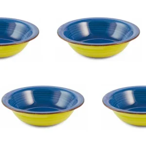 Set 4 Piatti Fondi Ø21,5x5,5 cm Gres VdE Tivoli 1996 Baita Verde e Blu