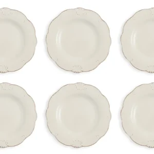 Set 6 Piatti Piani Ø27,7x3 cm Gres Villa d'Este Home Tivoli Duchessa Bianchi