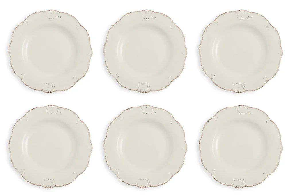Set 6 Piatti Piani Ø27,7x3 cm Gres Villa d'Este Home Tivoli Duchessa Bianchi