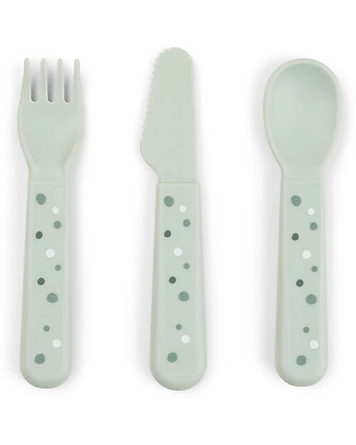 Set Posate Foodie - Happy Dots Verde - 100% PP Alimentare Done Deer